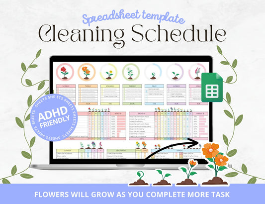 DHD Cleaning Schedule, Spreadsheet Template, Weekly, Monthly, Annual Cleaning Checklist, Cleaning Tracker