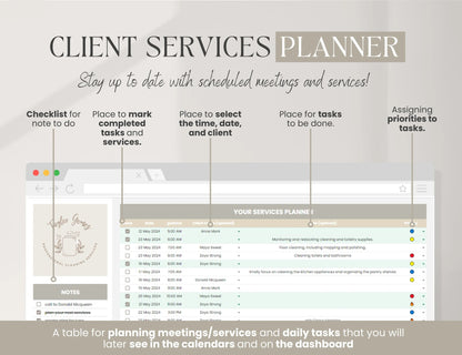Cleaning Services CRM Bundle, Editable Client tracker, Task Tracker Spreadsheet Template, Cleaning Business Schedule