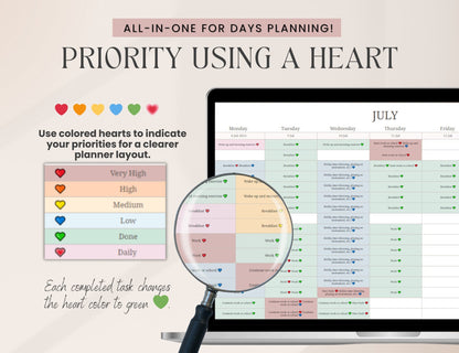 Daily Weekly Monthly Spreadsheet Planner, Digital Planner Google Sheets, Task Tracker, Time Managment