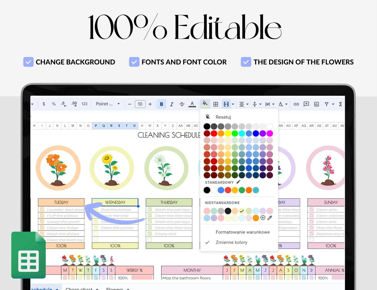 DHD Cleaning Schedule, Spreadsheet Template, Weekly, Monthly, Annual Cleaning Checklist, Cleaning Tracker