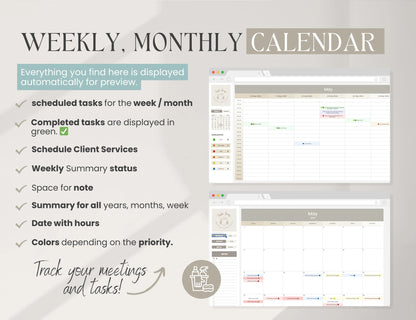 Cleaning Services CRM Bundle, Editable Client tracker, Task Tracker Spreadsheet Template, Cleaning Business Schedule