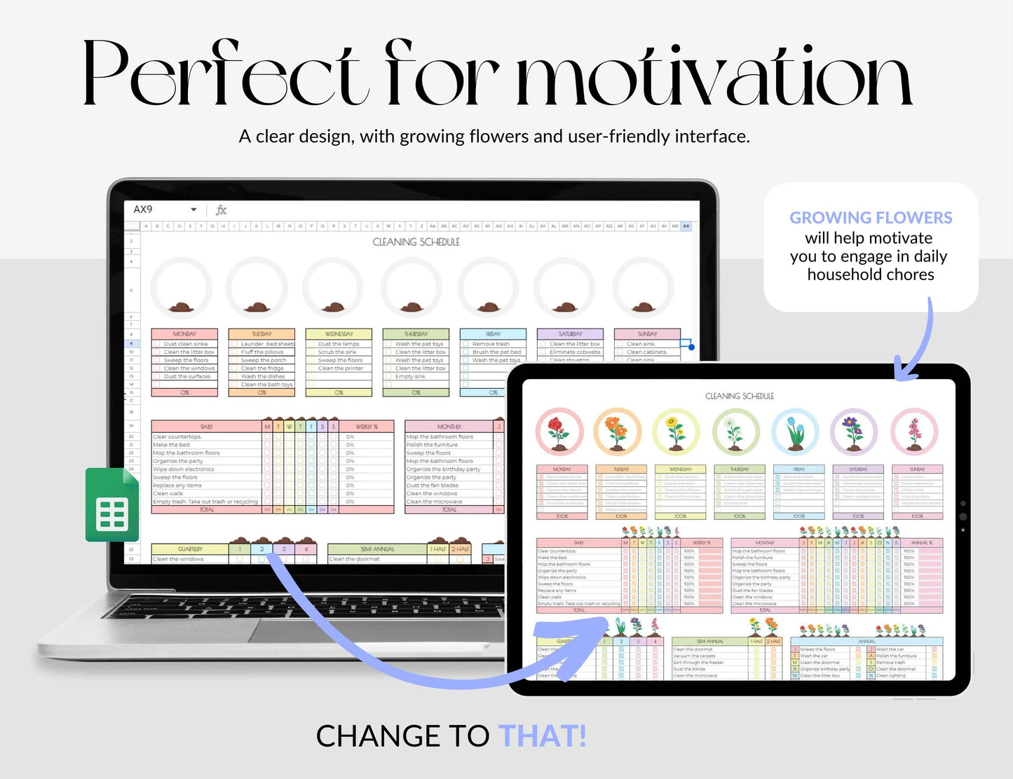 DHD Cleaning Schedule, Spreadsheet Template, Weekly, Monthly, Annual Cleaning Checklist, Cleaning Tracker