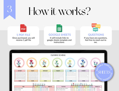 DHD Cleaning Schedule, Spreadsheet Template, Weekly, Monthly, Annual Cleaning Checklist, Cleaning Tracker