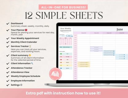 Cleaning Business CRM | Client tracker | Task Tracker Google Sheets Template | Budget | Cleaning Schedule