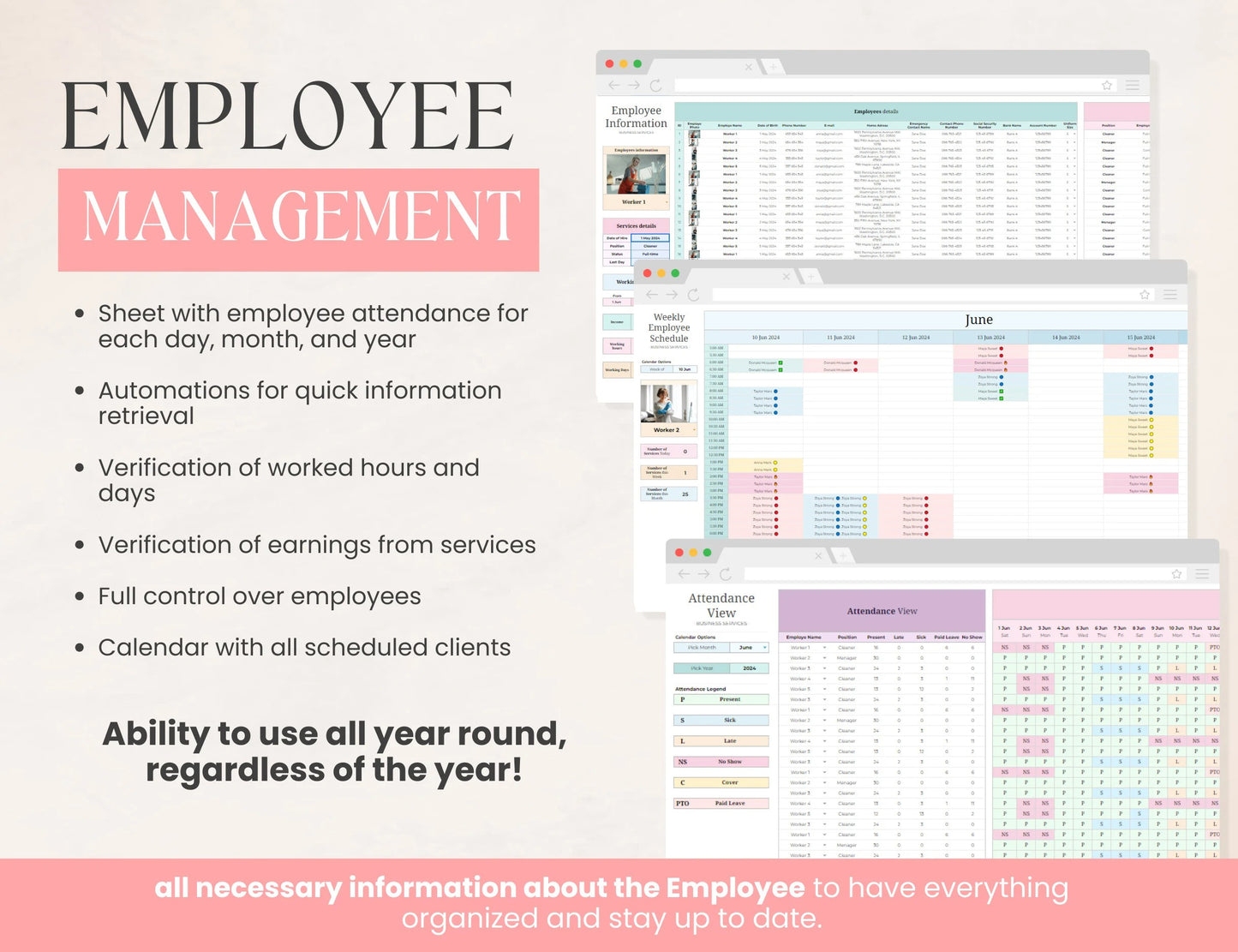 Cleaning Business CRM | Client tracker | Task Tracker Google Sheets Template | Budget | Cleaning Schedule