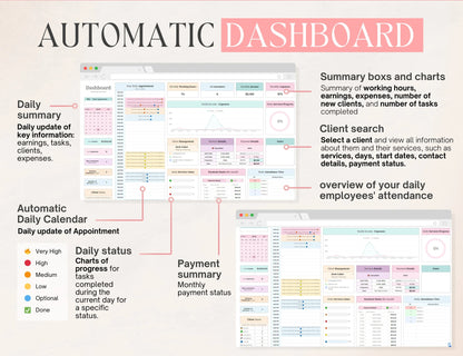 Cleaning Business CRM | Client tracker | Task Tracker Google Sheets Template | Budget | Cleaning Schedule