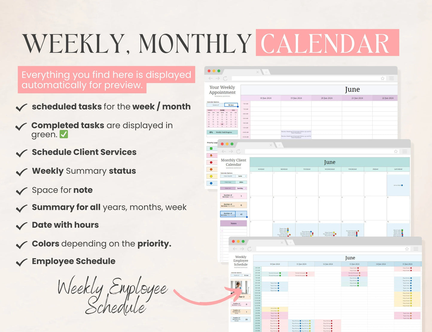 Cleaning Business CRM | Client tracker | Task Tracker Google Sheets Template | Budget | Cleaning Schedule